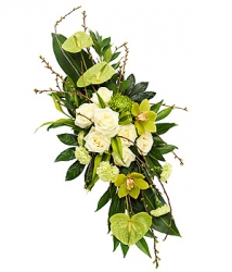Livraison fleurs de « Fleurs obsèques
Raquette Deuil Blanc Vert »