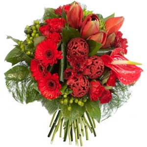fleurs et plantes de noël: bouquet de Noël rouge