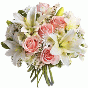 fleurs d'été: bouquet de lys blancs et roses roses