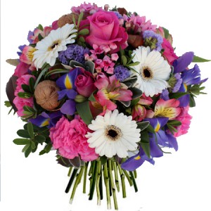 fleurs de novembre: bouquet de fleurs Castellane rose blanc violet