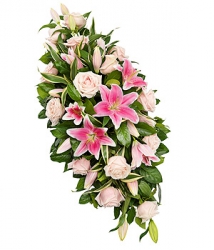 Livraison fleurs Paris « Fleurs enterrement
Raquette Deuil Rose »