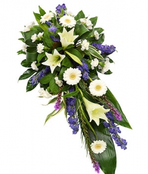 Livraison fleurs de « Décès
fleurs deuil Gerbe Blanc Bleu »