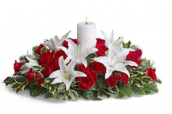 Compositions florales « Centre de table rouge et blanc »