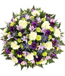 Livraison fleurs de « Fleurs deuil:
Coussin Blanc Vert Violet »