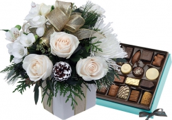 Fleurs de Noël « Bouquet Neige et Chocolats »
