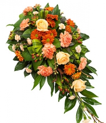 Miniature du produit « Enterrement
fleurs deuil Gerbe Piquée Orangée »