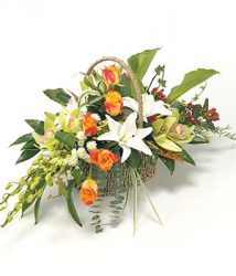 Livraison fleurs Lille « Fleurs décès: Panière Orange Blanc »