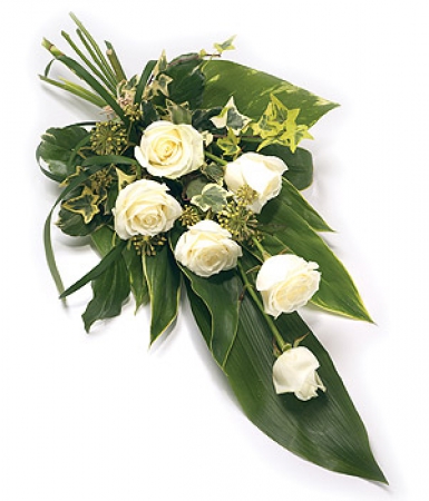 Livraison fleurs deuil: gerbe de roses blanches - Floraclic